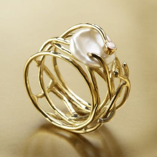 Golden Pearl Ring