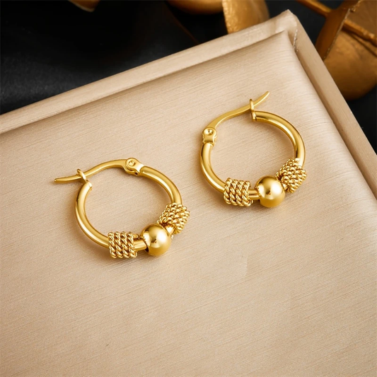 Golden Beads Hoops